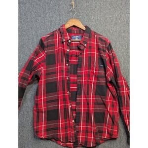 Chubbies Mens XL‎ Red Black Plaid Flannel Button Down Shirt Stretch